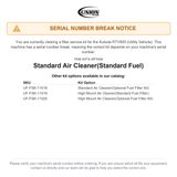 UNION Filter Service Kit for Kubota RTV900 Utility Vehicle Standard Air Cleaner(Standard Fuel)