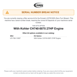 UNION Filter Service Kit for Exmark LZ27KC605 Lazer Z Zero-Turn Mower With Kohler CH740-0075 27HP Engine