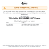 UNION Filter Service Kit for Exmark NAV20KC Navigator Front-Mount Mower With Kohler CH20 64729 20HP Engine