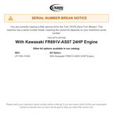 UNION Filter Service Kit for Toro 74376 TimeCutter Z5035 Zero-Turn Mower With Kawasaki FR691V-AS07 24HP Engine