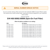 UNION Filter Service Kit for Caterpillar 908M Compact Wheel Loader S/N H88 00992-99999 (Spin-On Fuel Filter)