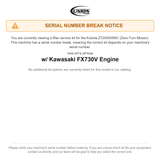 UNION Filter Service Kit for Kubota Z724XKWNC Zero-Turn Mower w/ Kawasaki FX730V Engine