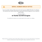 UNION Filter Service Kit for Husqvarna 966614702 PZ 72 Zero-Turn Mower w/ Kohler ECV870 Engine